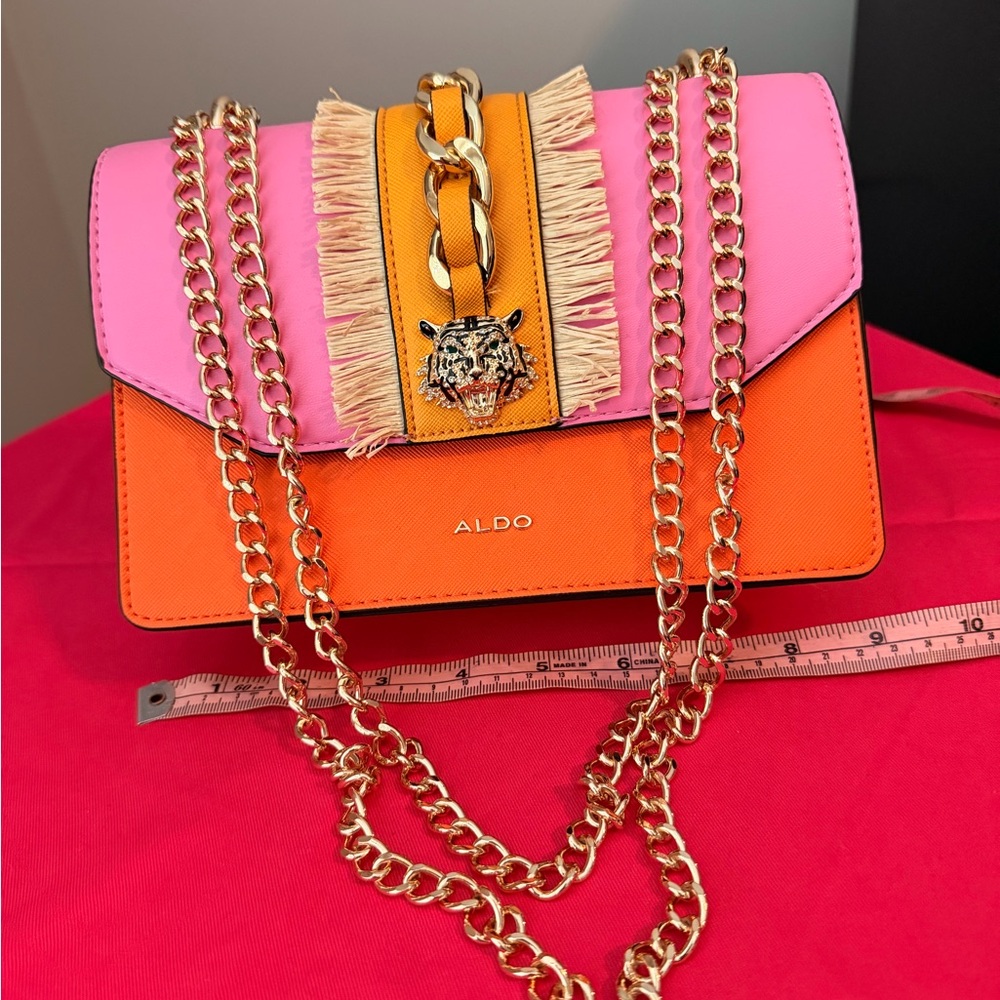 Aldo Pink and Orange Tiger Crossbody Bag